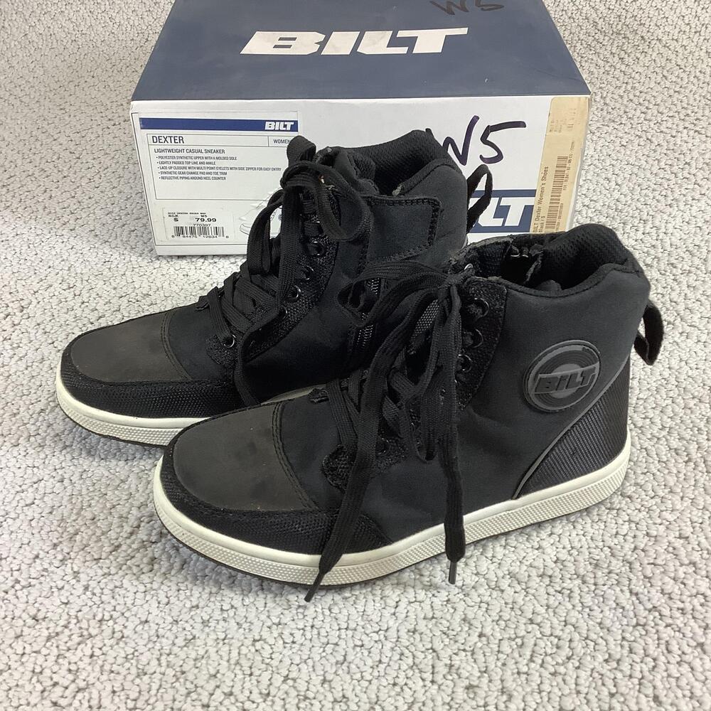 BiLT Dexter Shoes Womens Size 5 Black High Top Side Zip Casual Sneaker Moto